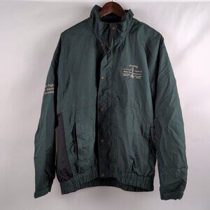 Vintage Y2K White Ridge Men's Dark Green/Black Nylon Jacket Zip Up Buttons, Size